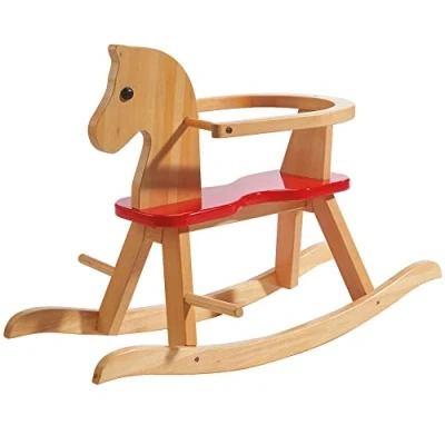 Abbildung von roba® Schaukelpferd Natur/Rot, aus Holz
