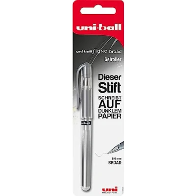 Abbildung von Uni Ball Gelroller Signo UM 153 silber auf Blisterkarte