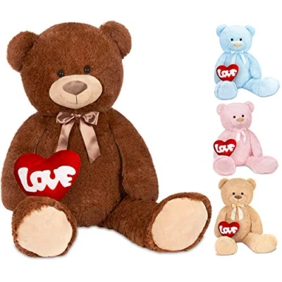 Abbildung von BRUBAKER Kuscheltier XXL Teddybär 100 cm groß mit Love Herz (1 St), großer Teddy Bär, Stofftier Plüschtier Liebe