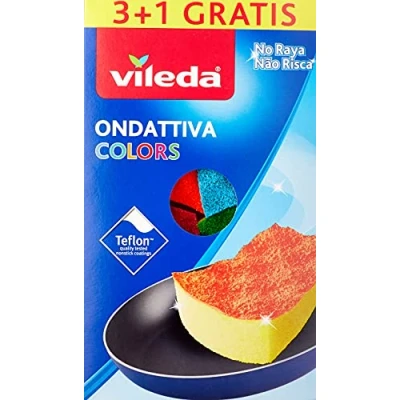 Abbildung von Vileda Reinigungsbürsten Set 169492, Spülschwamm Pur Active Colors Scheuerschwamm 4er