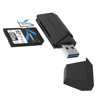 Abbildung von SABRENT SD, Micro SD Kartenleser, USB 3.2 gen 1 5Gbps High Speed Externe Kartenlesegeräte OTG Adapter unterstützt MMC/TF/SDXC/SDHC/Micro SDHC/Micro SDXC, für PC, usw (CR UMSS)