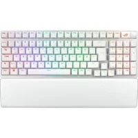 Abbildung von ASUS ROG Strix Scope II 96 Wireless White mechanische Gaming Tastatur (ROG NX Snow Switches, 4 GHz, Bluetooth, kabelgebunden, Omni Empfänger, Aura Sync RGB Beleuchtung, DE QWERTZ Layout, weiß)