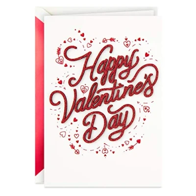 Abbildung von Hallmark Valentinstagskarte Rote Herzen und Pfeile Design