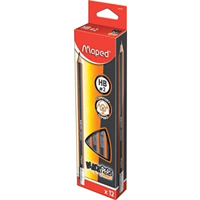 Abbildung von Maped 1x Bleistifte BLACK&#039;PEPS JUMBO HB mit Radierer mittel, 13 teiliges Set