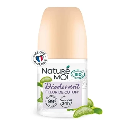 Abbildung von Naturé Moi Deodorant Roll on Wirksamkeit 24 Stunden für Damen mit Bio Aloe Vera und Magnesium Duft Baumwollblüte 99% natürlichen Ursprungs 50 ml