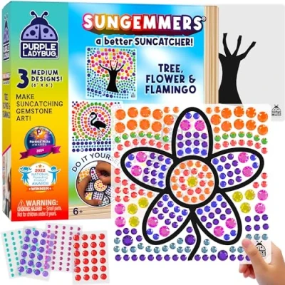 Abbildung von PURPLE LADYBUG SUNGEMMERS Sonnenfänger Bastelset für Kinder, Kreative Ostergeschenke, Geschenk Mädchen ab 7 Jahren, Kreativset Kinder 6, Bastelsachen und Spielzeug