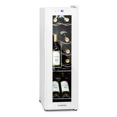 Abbildung von Klarstein Weinkühlschrank Shiraz 12 Slim Uno, für Standardflaschen á 0,75l,Wein Flaschenkühlschrank Weintemperierschrank Weinschrank Kühlschrank