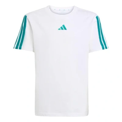 Abbildung von adidas Performance TEE Junior Unisex Tshirt print für Kinder, Größe: 128, White/pure teal