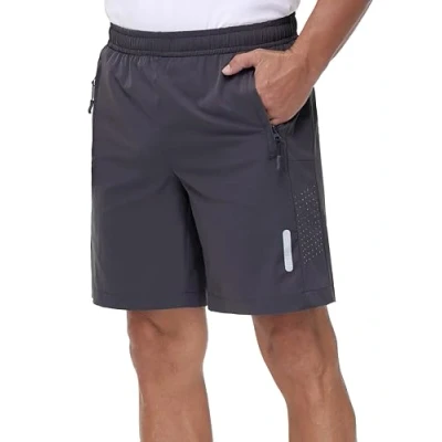Abbildung von Rvinroo Sport Shorts Herren Schnelltrocknende Training Gym Bodybuilding lässige Basketball Atmungsaktive Laufshorts mit Reißverschlusstasche Darkgrey 2XL