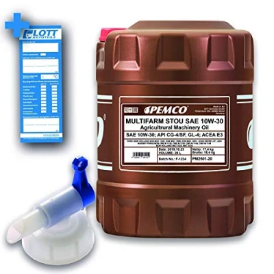 Abbildung von Pemco 20L Multifarm STOU 10W 30 Motoröl Mehrzwecköl Land und Baumaschinen + Hahn