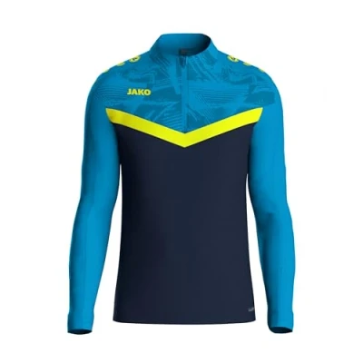 Abbildung von JAKO Ziptop Herren und Damen Iconic Gr. S Marine/JAKO blau/Neongel Atmungsaktives Unisex Sport Sweatshirt mit Keep Dry Funktion wärmender, weicher Fleece Innenseite