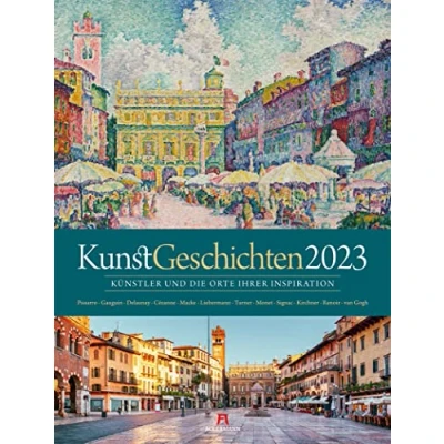 Abbildung von KunstGeschichten Kalender 2023, Wandkalender im Hochformat (50x66 cm) Kunstkalender mit Gemälden und zugehörigen Fotografien der Originalschauplätze