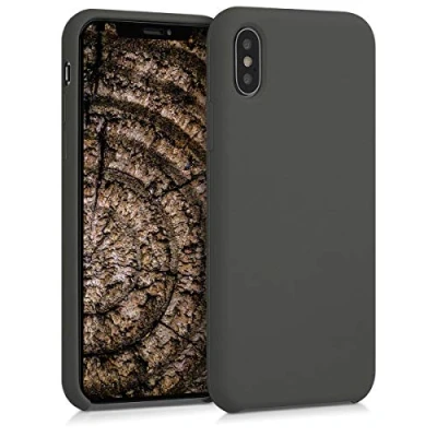 Abbildung von kwmobile Hülle kompatibel mit Apple iPhone X Silikon Handy Case Handyhülle weiche Oberfläche kabelloses Laden Olivgrün