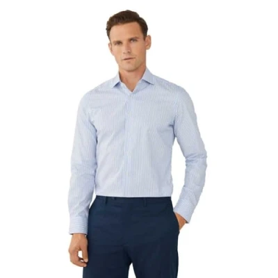 Abbildung von Hackett London Herren Filafil Bengal Hemd, Blue (Blue/White), 15