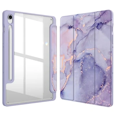 Abbildung von Fintie Hybrid Hülle für Samsung Galaxy Tab S9 FE 10.9 Zoll/Tab 11 Zoll 2023 Tablet mit Stifthalter Stoßfeste Schutzhülle transparenter Hartschale auf der Rückseite, Glorreicher Marmor