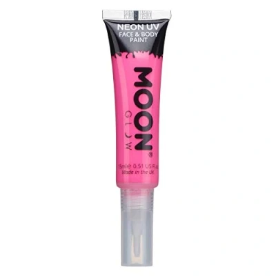 Abbildung von Neon UV Gesichts und Körperfarbe mit Pinsel von Moon Glow 15ml Intensiv Rosa