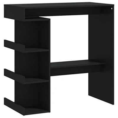 Abbildung von vidaXL Bartisch mit Regal Bartresen Stehtisch Tresentisch Bistrotisch Küchentisch Loungetisch Tisch Schwarz 100x50x101,5cm Holzwerkstoff