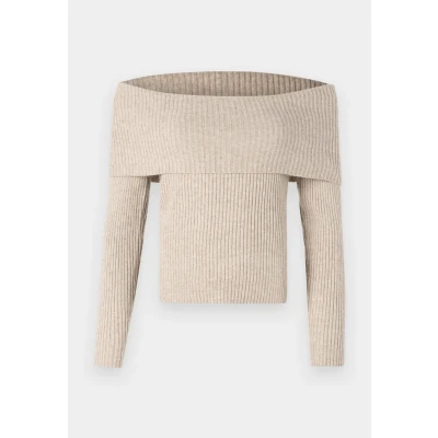 Abbildung von ONLY Onlkatia OFF Shoulder Strickpullover, Damen, Größe: XS, Mocha meringue melange