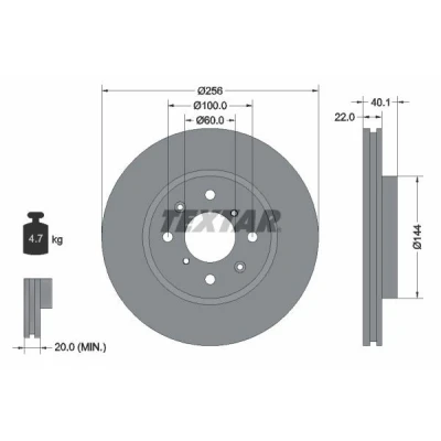Abbildung von TEXTAR PRO 92232803 Bremsscheibe 256 22 04/08 100 innenbelüftet beschichtet ohne Radbefestigungsbolzen, Radnabe SUZUKI: SWIFT 4