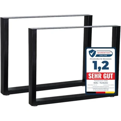 Abbildung von Melko 2X Tischkufen Vierkantrohr aus Stahl 90 x 72 cm Tischuntergestell Möbelbeine Schreibtisch Tischbeine inkl. Bodenschoner