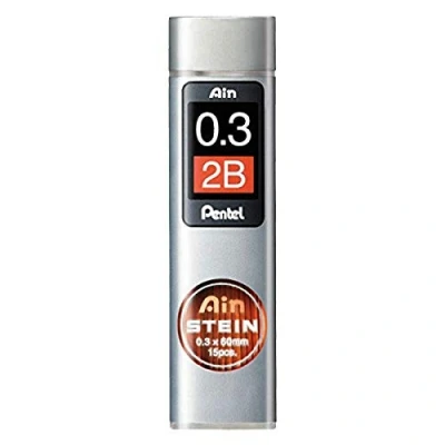 Abbildung von Pentel Ain STEIN C273 Feinmine, 15 Minen je Dose, 0.3 mm, Härtegrad 2B (12 Dosen)