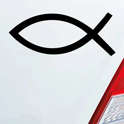 Abbildung von Hellweg Druckerei Auto Aufkleber Kirche Church Fische Symbol Jesus Gott Sticker Heckscheibenaufkleber