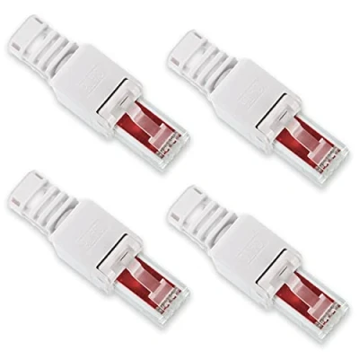 Abbildung von 4X Netzwerk Stecker RJ45 Cat6 Cat7 Cat5 LAN Kabel werkzeuglos Netzwerkstecker ohne Werkzeug werkzeugfrei Crimpstecker für Patchkabel Netzwerkkabel