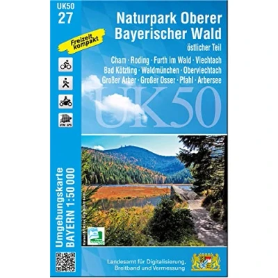 Abbildung von UK50 27 Naturpark Oberer Bayerischer Wald östlicher Teil: Cham, Roding, Furth im Wald, Viechtach, Bad Kötzting, Waldmünchen, Oberviechtach, Großer ... Karte Freizeitkarte Wanderkarte)
