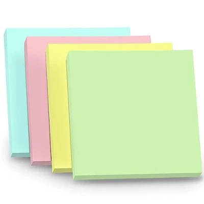 Abbildung von WAYTEX 400 Haftnotizen, wiederverwendbar, 4 Blöcke à 100 Stück, quadratisch, 75 x mm, Pastellfarben