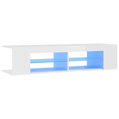 Abbildung von vidaXL TV Schrank mit LED Leuchten Lowboard Fernsehschrank Fernsehtisch Sideboard HiFi Möbel Tisch Board Hochglanz Weiß 135x39x30cm