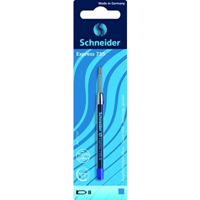 Abbildung von Schneider 77107 Schreibgeräte Kugelschreibermine Express 735, dokumentenecht, B, blau, 1er Blisterkarte