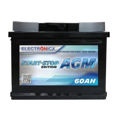 Abbildung von Autobatterie 60Ah AGM 12V Start Stop Starterbatterie, Kfz Batterie, Pkw Batterie Starterbatterien Battery 60 Ah Electronicx Langlebig
