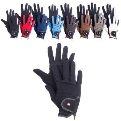 Abbildung von RL24 Reithandschuhe Damen &amp; Herren Professional Nubuk Handschuhe zum Reiten Reiterhandschuhe mit Magic Lederimitat robust, rutschfest atmungsaktiv Reitzubehör in Schwarz S