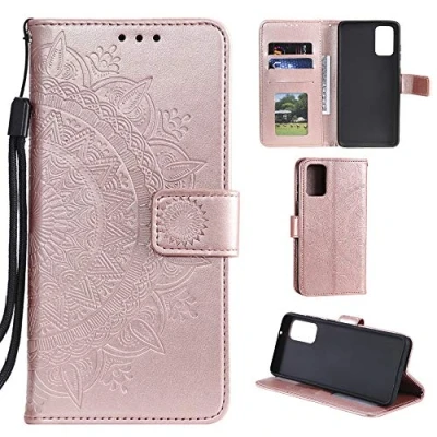 Abbildung von CoverKingz Handyhülle kompatibel mit Huawei P40 Handytasche Kartenfach Klapphülle Case Handy Hülle klappbar Motiv Mandala Rosegold