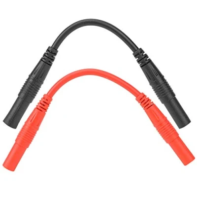 Abbildung von Oumefar 1 Paar 10 cm 4 mm Spritzguss mit Zwei Buchsen Bananenstecker Kabel Drahtleitung Bananentestleitung für Multimeter Testleitungen und Sondenadapter(Rot Schwarz)