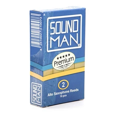 Abbildung von Soundman® Blättchen für Altsaxophon 10 Rohrblätter Saxophon Schachtel à Stück Stärke 2,0