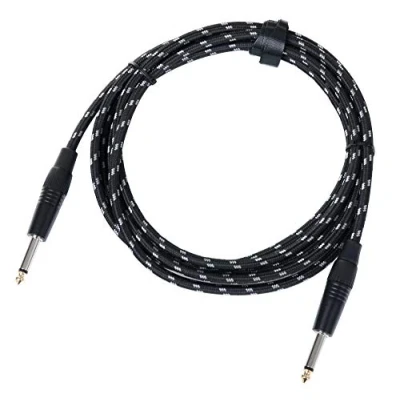 Abbildung von Pronomic Stage INST 3T Instrumentenkabel 3m (6,3 mm Klinke, Textilmantel, Gitarrenkabel, vergoldete Steckerspitzen, Spannzangen Zugentlastung) schwarz/weiß