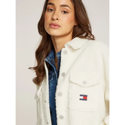 Abbildung von Tommy Jeans Badge Overshirt Winterjacke, Damen, Größe: 4XL, Ancient white