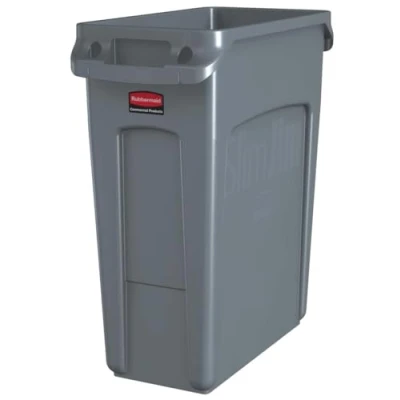 Abbildung von Rubbermaid Commercial Products Newell 1971258 Vented Slim Jim Abfalltonne, Kunststoff, 60 L, Grau