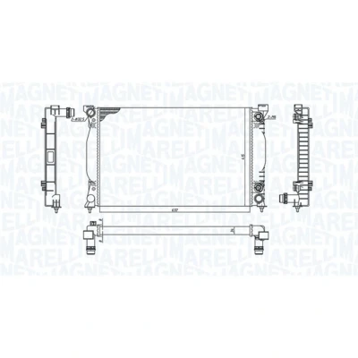 Abbildung von MAGNETI MARELLI 350213196500 Kühler, Motorkühlung 632 398 32 Kühlrippen gelötet AUDI: A4 B6 Avant, Limousine, B6/B7 Cabrio