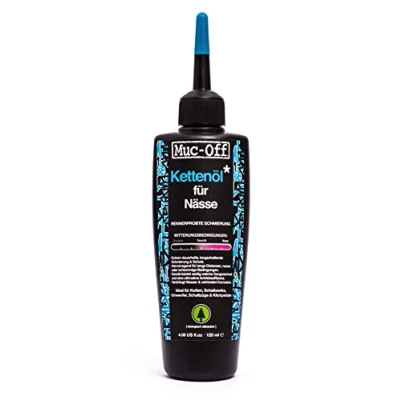 Abbildung von Muc Off Wet Chain Lube Nass Kettenöl Fahrrad, 120 ml Biologisch Abbaubares Schmierfett Kettenfett, Kettenspray für alle Arten von Fahrrädern Formuliert Nasse Wetterbedingungen