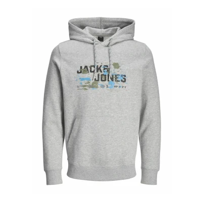 Abbildung von Jack &amp; Jones Cooutdoor LOGO Kapuzenpullover, Herren, Größe: Medium, Light grey melange