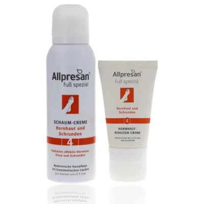 Abbildung von Allpresan Fuß spezial Nr. 4 Fußpflege Set gegen Hornhaut und Schrunden Zur täglichen Pflege verhornter Fußhaut aus Schaum Creme 125 ml &amp; Hornhautreduzier 40