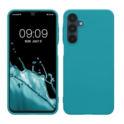 Abbildung von kwmobile Hülle kompatibel mit Samsung Galaxy A16 5G weiches TPU Silikon Case Cover geeignet für kabelloses Laden Petrol matt
