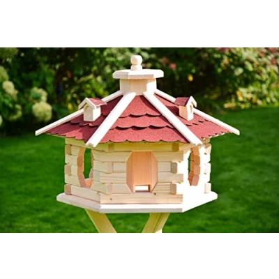 Abbildung von DSH DEKO SHOP HANNUSCH Vogelhaus Vogelpavillon Naturholz mit Solar + farbiges Bitumendach