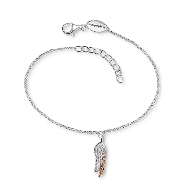 Abbildung von Engelsrufer Damen Armband aus Sterling Silber und Flügel Anhänger Duo Roségold Karabinerverschluss längenverstellbar nickelfrei