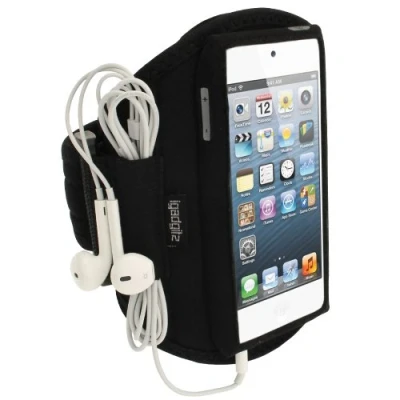 Abbildung von iGadgitz U1993 Wasserabweisen Neopren Armband Kompatibel mit Apple iPod Touch 5/6/7th Gen Schwarz