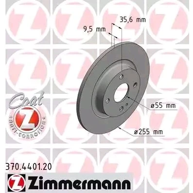Abbildung von ZIMMERMANN COAT Z 370.4401.20 Bremsscheibe 255 10 5/4 4 100 voll beschichtet MAZDA: MX 5 IV, IV RF Targa