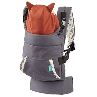 Abbildung von Infantino Babytrage Cuddle Up Fuchs Design Ergonomisch Abnehmbare, warme Fuchskapuze Mehrere Tragepositionen Verstellbar Komfortabel Leicht zu Reinigen Für Babys von 5,4 bis 18 kg