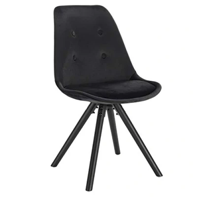 Abbildung von WOLTU 1x Esszimmerstühle, Küchenstuhl, Skandinavisch Design, schminktisch Stuhl, Loungesessel, Polsterstuhl, Retro Design Gepolsterter Sitzfläche aus Samt, Schwarz, BH196sz 1
